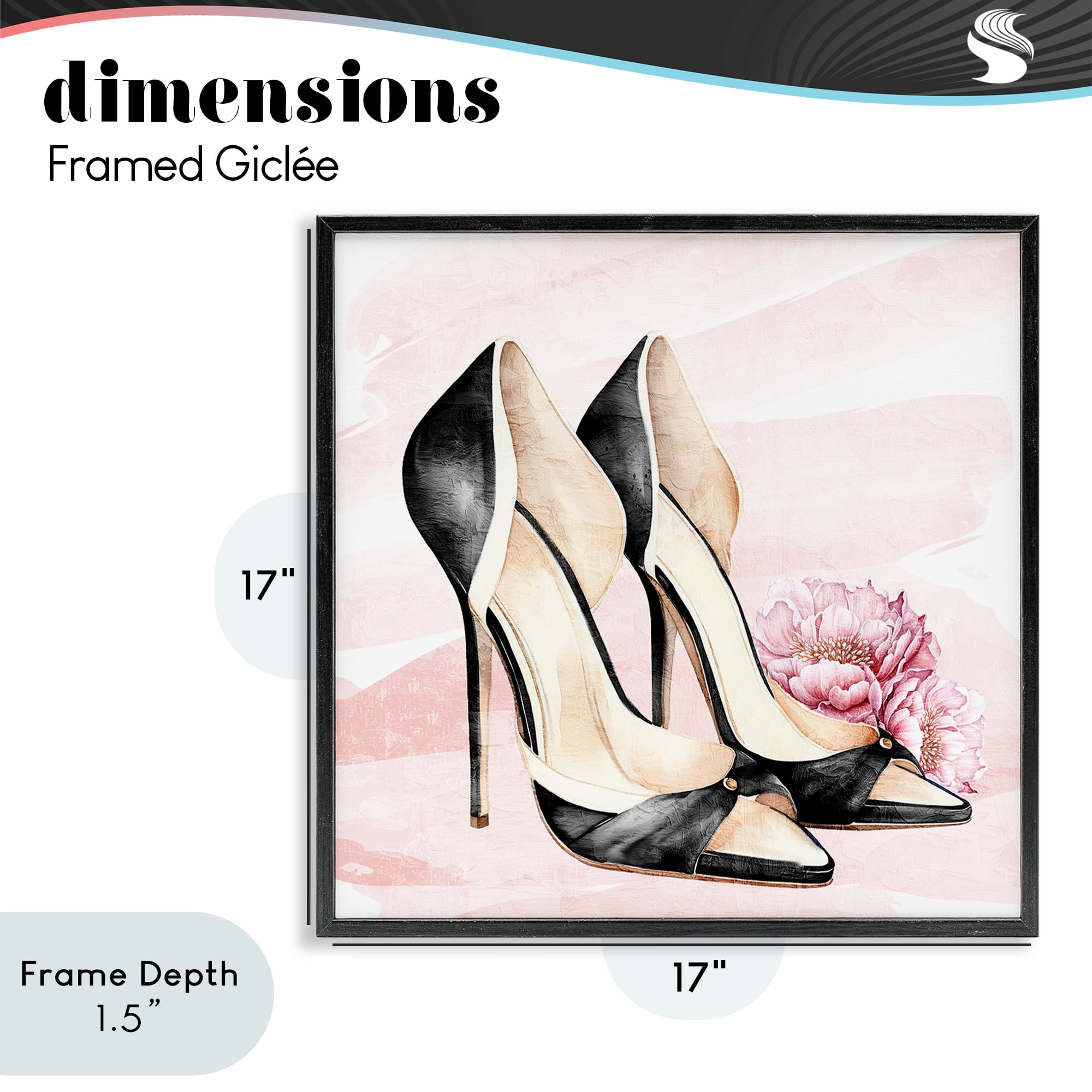 Stupell Industries Glam Time Heels Black Framed Giclee Art, design by Kim Allen