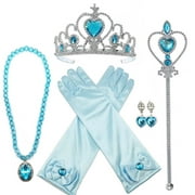 KAWELL Elsa Dress Up Costume With Cosplay Accessories Crown Wand & Gloves