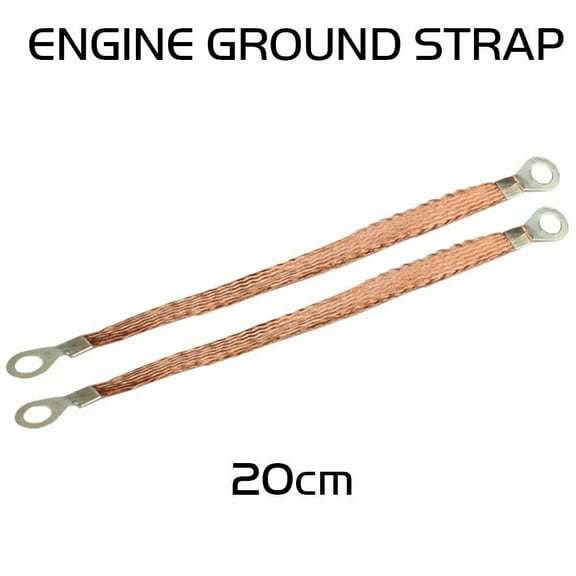 Multi-purpose Copper Braided Engine Ground Strap w/5/16" Terminals Lugs 8" Length
