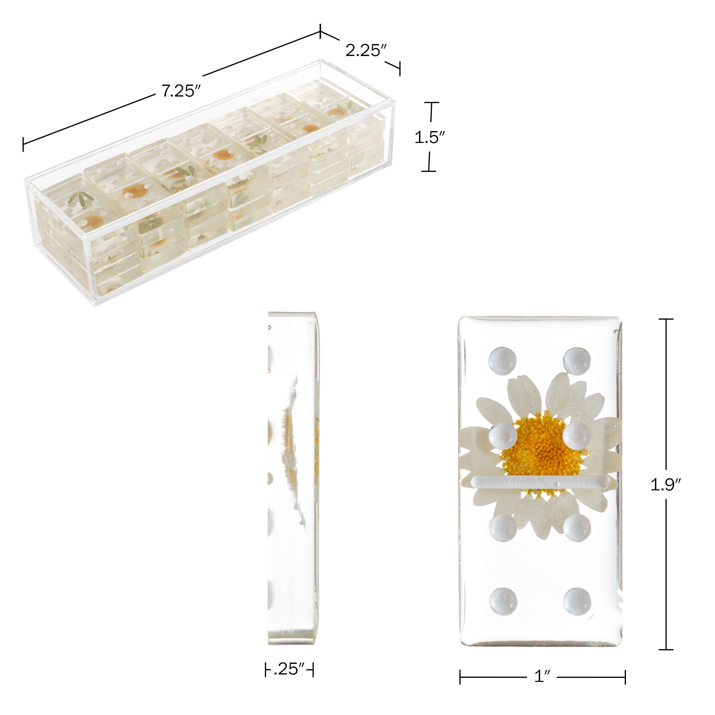 Trademark Games Acrylic Dominos Set - 28-Piece Domino Game with Case, Daisy