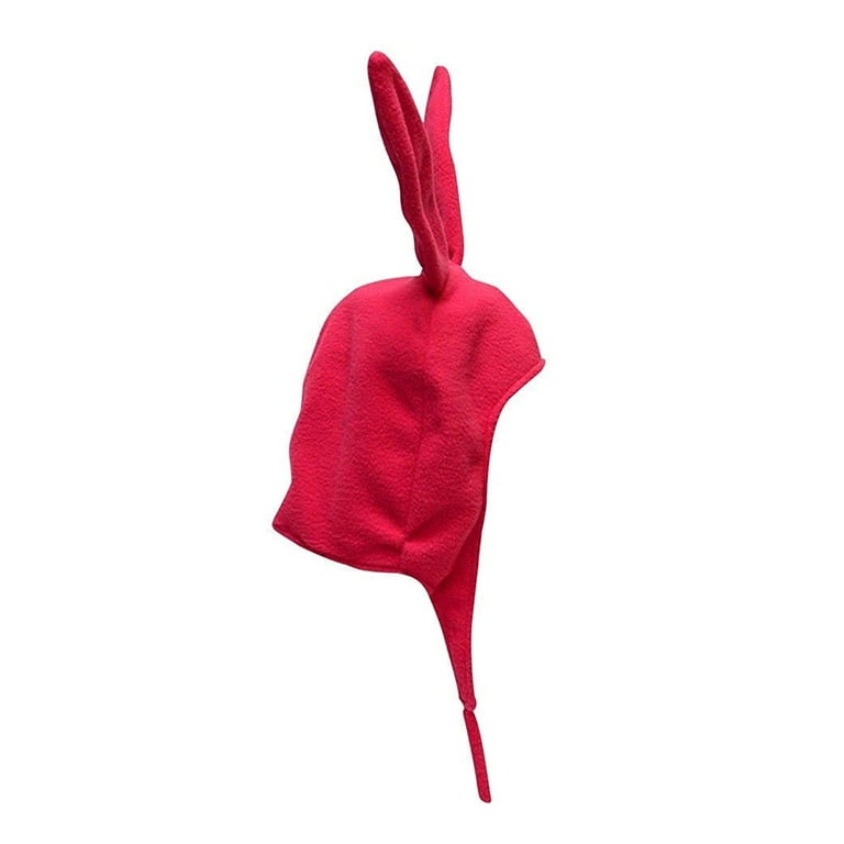 Mom Kids Cute Rabbit Ears Hat Bob's Burgers Louise Cosplay Costume  Halloween Fleece Hat Pink