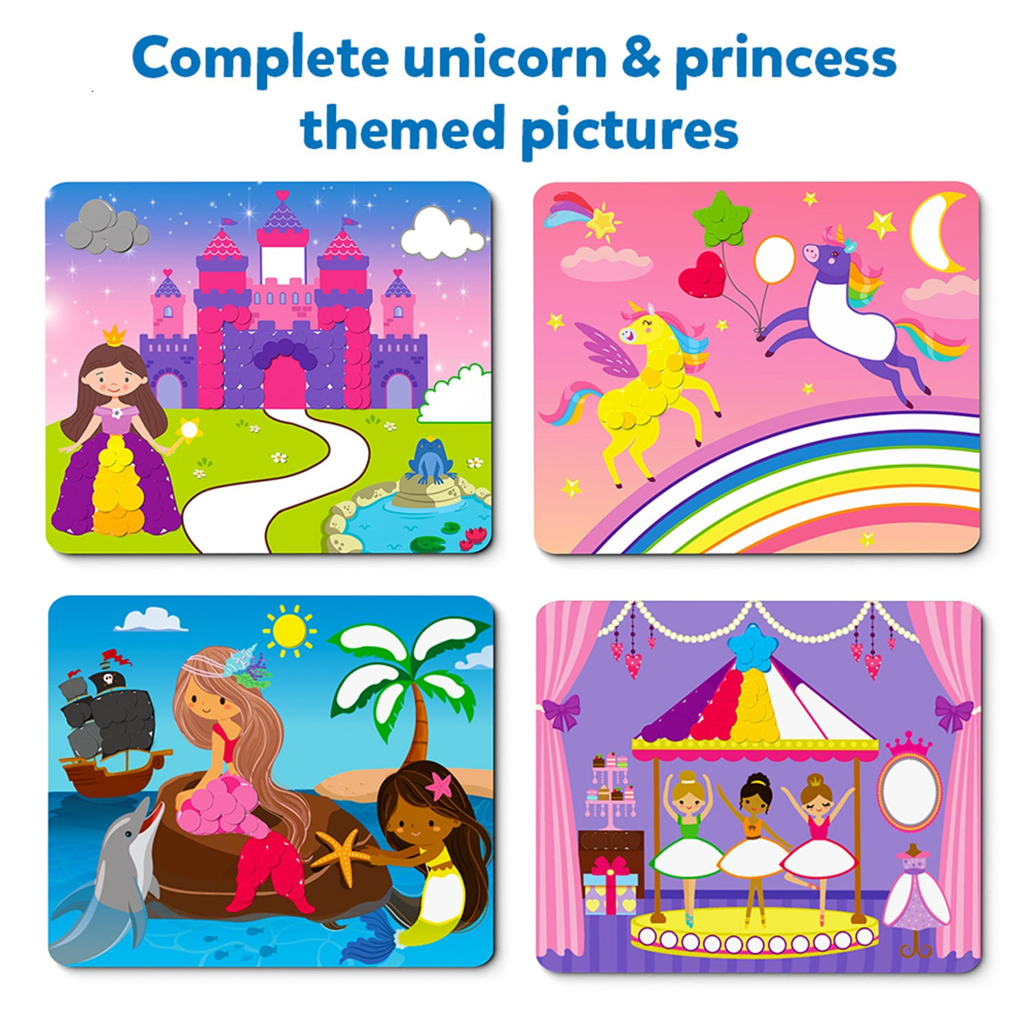 Skillmatics Dot It Sticker Art - Unicorns & Princesses, Mess-Free Fun for Kids, 500+ Stickers, Craft Kits, DIY Scrapbooking Activity, Travel Toys, Gifts for Girls & Boys Ages 3, 4, 5, 6, 7
