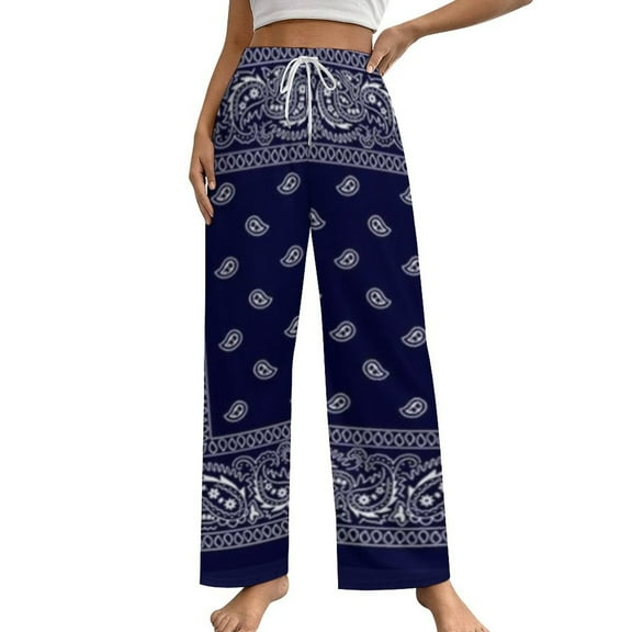Bandana Blue Women's Pajamas Pajama Pants Women's Sleepwear Lounge Sleep Bottoms Stretch with Pockets