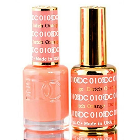 DND DC Oranges GEL POLISH DUO Gel Lacquer 0.5 oz + Matching Nail Polish Color 0.5 oz Daisy Nails (with bonus side Glitter) Made in USA (Dutch Orange (010))