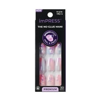 KISS imPRESS Premium  Press on Nails, Portal, Purple, Medium Almond, 30 Count