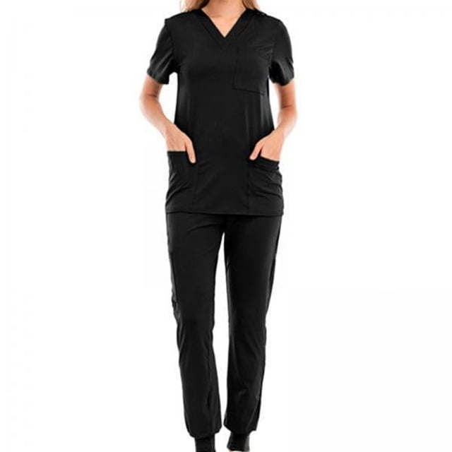 Conjunto De 2 Uniformes De Enfermería, Top Y Pantalón Con Cordón Y Escote En V Para Cosmetología