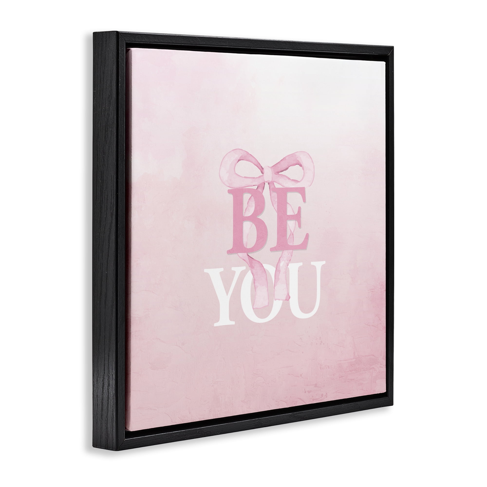 Feminine Be You Pastel Black Framed Floater Canvas Wall Art, design by Kim Allen