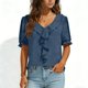 thumbnail image 2 of Camisas de Manga Corta para las Mujeres Blusa de Suéter de Cuello en V Casual para las Mujeres, Top de Estiramiento Suave para Uso Diario Y de Fiesta, 2 of 7