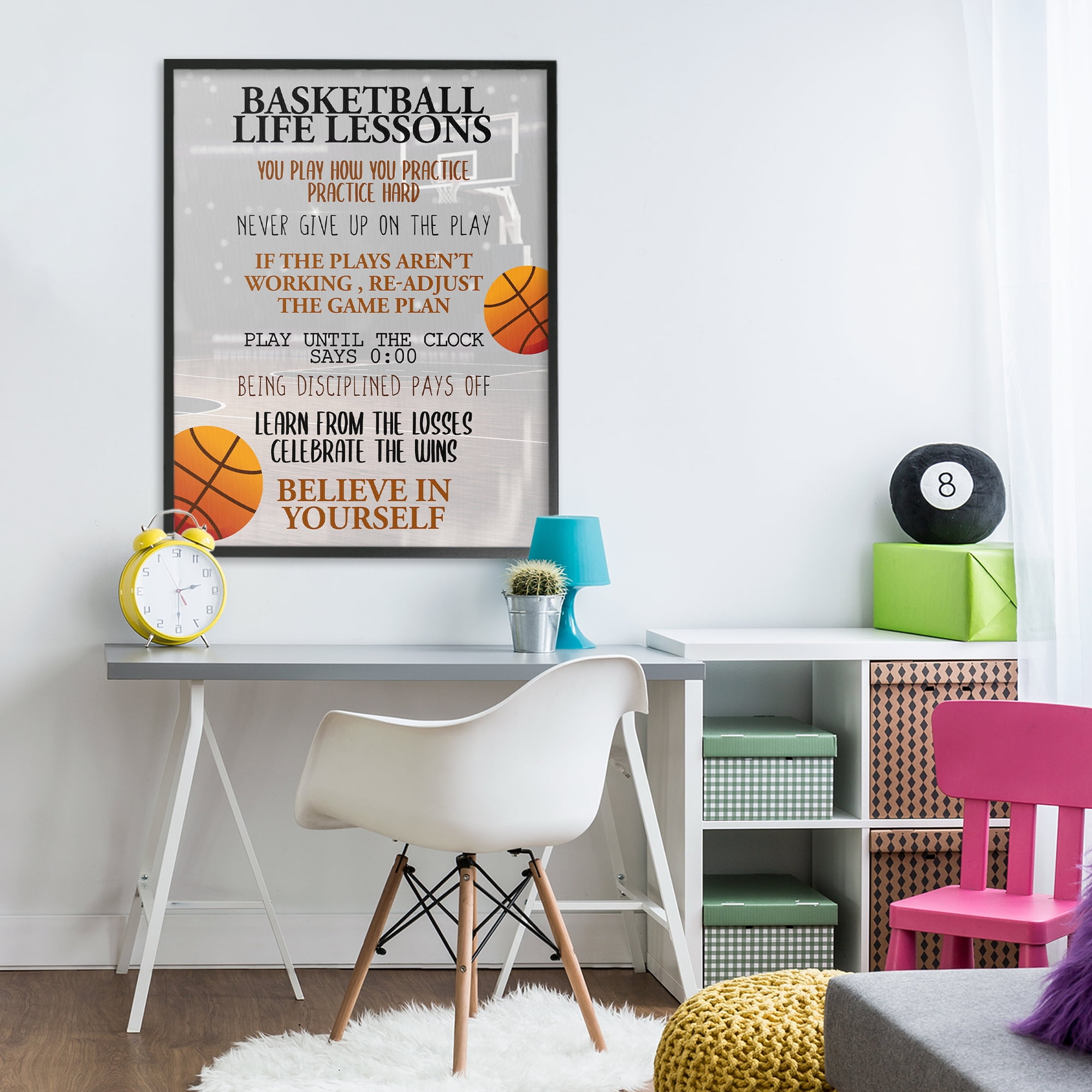 Basketball Life Lessons Black Framed Giclee Art, design by Kim Allen