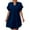 Navy, variant on Women's Plus Size Loose Casual Fashion Ruffled Sleeve V-Neck Dress - Navy Blue XXXXL