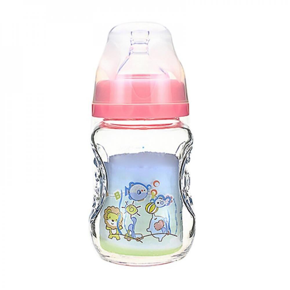 Promotion Clearance 150ML Baby Cartoon Glass Milk Wide Mouth Bottle Juice Bottle  Baby Drink Baby Milk Bottle 