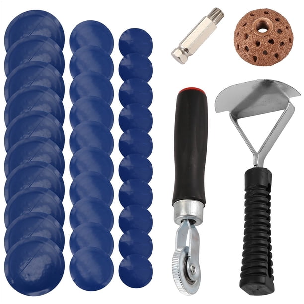 Kit de Rodillo para Neumáticos,Rodillo para Neumáticos/Rueda Pulidora Reparación de Neumáticos/Raspador de Revestimiento Interior Neumáticos/30 Parches (32/42/58 Mm)