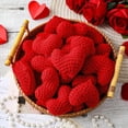 thumbnail image 4 of 9 Pcs Crochet Hearts - Handmade Red Stuffed Hearts, Ideal as Valentine Ornaments, Heart Ornaments for Christmas Tree, Valentine Bowl Filler, and Small Red Heart Ornaments for Home & Office Decor, 4 of 8
