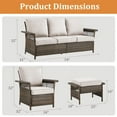 thumbnail image 2 of PARKWELL 5-Piece Outdoor Sectional Sofa Set with 3-Seat Sofa,2 Cushioned Lounge Chairs and 2 Ottoman Seat Foot Rest,Rattan Wicker Conversation Furniture Sets,Beige, 2 of 10