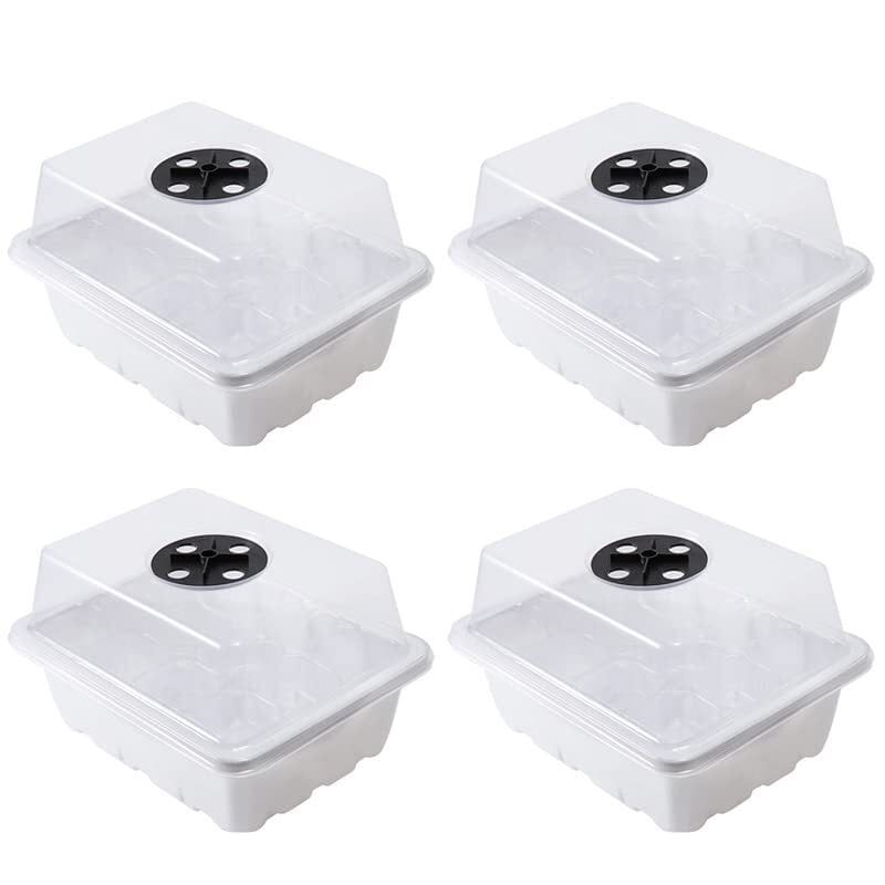 Seed Trays, 4 Pack 48 Cells Seed Trays for Seedlings Reusable Seed