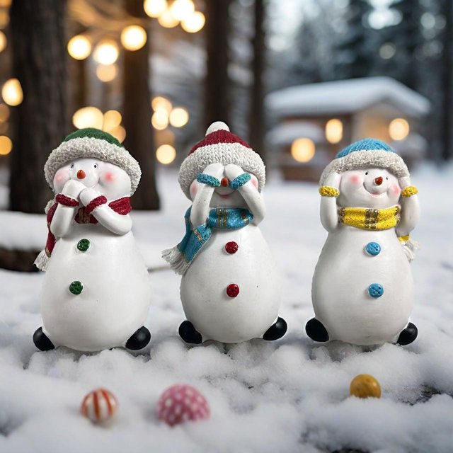pstuiky Estatua de resina de una familia de muñecos de nieve navideños para decoración navideña de interiores