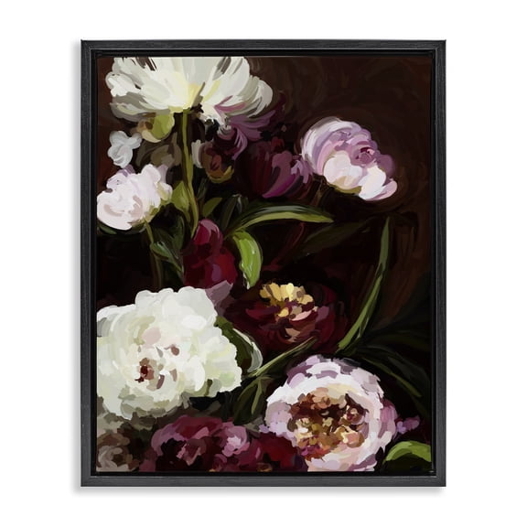 Stupell Industries Contemporary Modern Roses & Peonies Black Floating Frame Canvas Art, 25 x 31, by Amy Hall