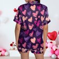thumbnail image 7 of vigerkar Womens Cute Satin Pajama Set Print Short Sleeve Sleepwear Button Down Pjs Shorts Set Loungewear (Purple, S), 7 of 7