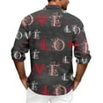 thumbnail image 3 of Fgvctg Long Sleeve Button Down Shirts for Men V Neck Blouses Collared Plus Size Date Day Love Heart Print Shirt Trendy Business Casual Tops Gray 3XL, 3 of 5