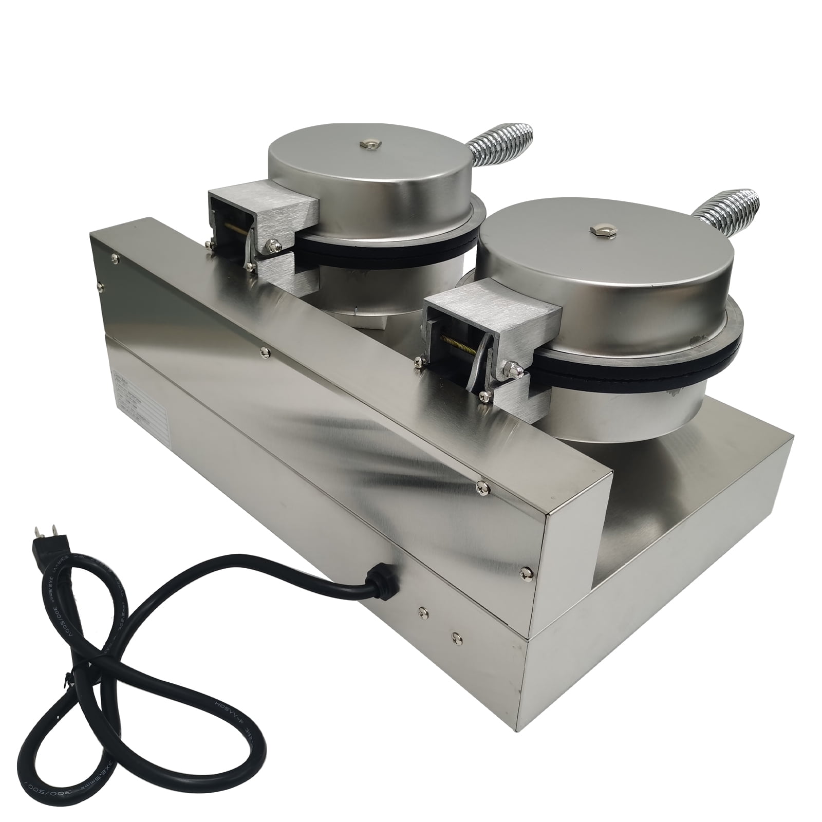 INTSUPERMAI Double Head Electric Ice Cream Cone Machine Waffle Cone Maker with Ice Cream Cone Sleeves