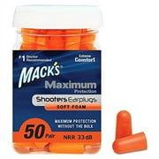 Mack's Maximum Protection Soft Foam Shooting Ear Plugs, 50 Pair - 33 dB Highest NRR – Comfortable Earplugs for Hunting, Tactical, Target, Skeet and Trap Shooting | Made in USA