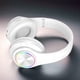 thumbnail image 2 of Auriculares supraaurales plegables con LED blanco con Bluetooth 5.0, subwoofer, micrófono integrado, llamada inalámbrica, cancelación de ruido estéreo, almohadillas suaves para las orejas, 2 of 4