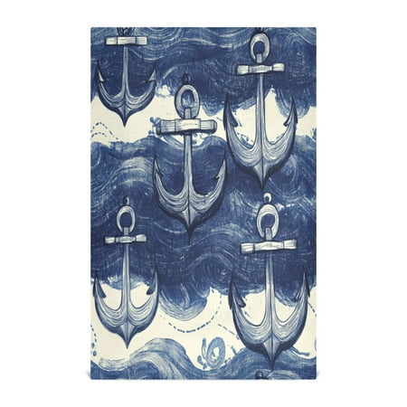 

Marine Elements Pattern Decorative Waffle Towel Kitchen Dishcloth 28x18in Multi-Use Tea Towel