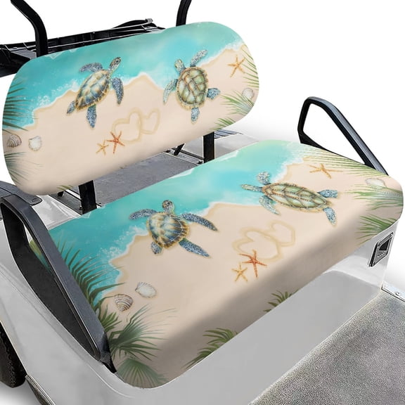 Pzuqiu Golf Cart Front Seat Cover Kit Fashion, Compatible with Outdoor Golf Carts, Golf Cart Seat Covers Fit for Ezgo Ezgo Golf Cart(Turtle Beach 2 Piece)