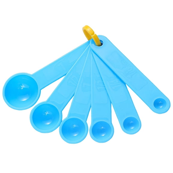Plastic Measuring Spoons, Set of 6, Coffee Scoop Spoon, Universal Easy To Read Measuring Cup and Spoon Set with Soft Grip Handle, Kitchen Gadgets for Cooking & Baking, Blue