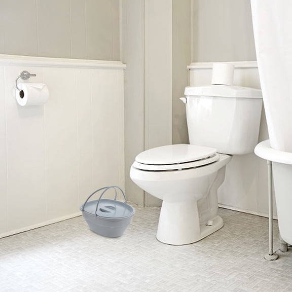 HONMEET Grey Portable Toilet Seat for Seniors with Ergonomic, Comfortable Design and Easy-to-Clean Features