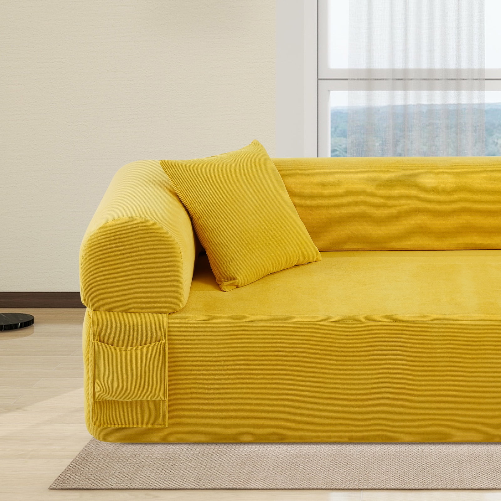 Floor Sofa Sofa-in-a-Box, No Installation & Easy to Transport Memory Foam With Individual Pocket Springs Seat