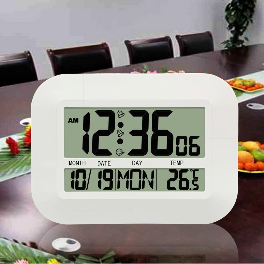WINDLAND Digital Calendar Clock With Week Temperature Multiple Time Zone Setting Alarm Function For Office Living Room