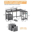 thumbnail image 4 of Luku L Shaped Computer Desk with Power Outlet, Reversible Gaming Desk with File Drawer, Grey, 4 of 9