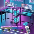 thumbnail image 4 of 2 Person Gaming Desk with LED Lights, 71 Inch Computer Desk with Power Outlets and Monitor Stand, Double Desk with Storage Bag and Headphone Hooks, Study Writing Table for Home Office, Black, 4 of 8
