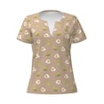thumbnail image 3 of Zufioo Egg and Avocado for Women's Deep V-neck Short-sleeved T-shirt, Top with Short Sleeves - with Stainless Steel Buckle, Moisture Wicking, Ideal Home Wear-Small, 3 of 9