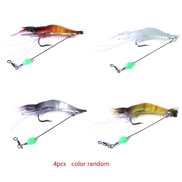 Toystoory Señuelos de plástico blando, cebo Artificial noctilucente, anzuelo de pesca de camarón luminoso, manivela de colores mezclados, 4 Pescar