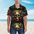 thumbnail image 2 of Fuzoiu Butterfly Flower Plant Skull Print Hawaiian Shirt for Men, Summer Beach Casual Short Sleeve Button Down Shirts, Men’s Beach Summer Shirts with Pocket,Medium, 2 of 7