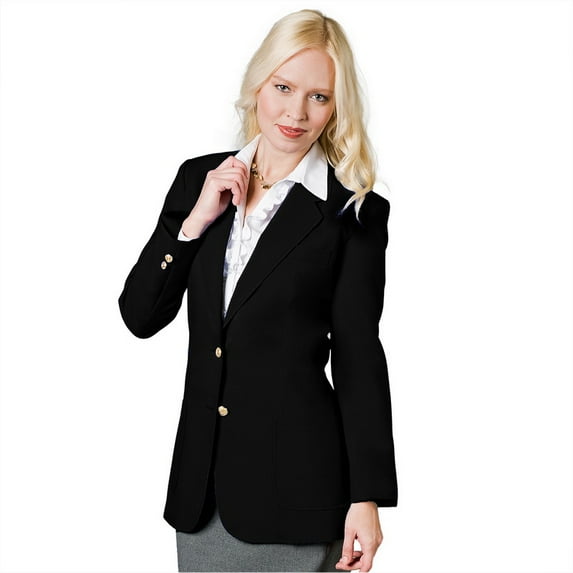 Executive Apparel C2000 Women's Polyester UltraLux Value Blazer-Black-14-Tall
