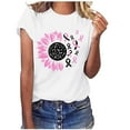 thumbnail image 2 of Alkepwun Breast Cancer Shirt for Women Pink Ribbon Sunflower Heart Graphic Tees Breast Cancer Awareness Casual Crew Neck Short Sleeve T-Shirts Tops, 2 of 6