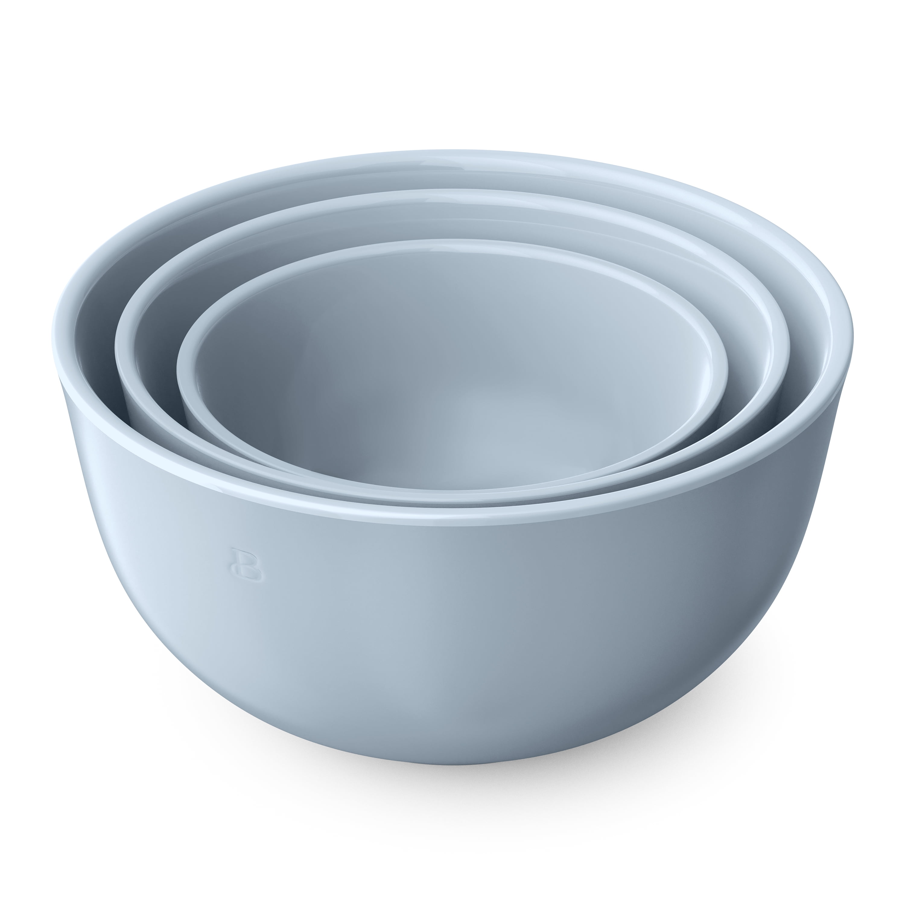 Beautiful 3-Piece Stoneware Nesting Mixing Bowl Set, Cornflower Blue by Drew Barrymore
