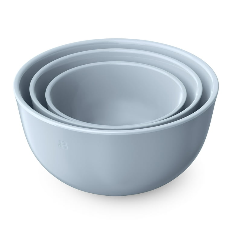 Beautiful 3-Piece Stoneware Nesting Mixing Bowl Set, Cornflower