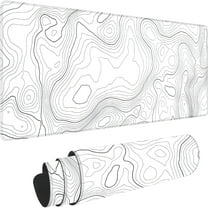 BESTSKY Large Gaming Mouse Pad with Stitched Edges, Minimalist Topographic Map Desk Mat, 3mm Thick Non-Slip Rubber Base Mice Pad for Gamer, Office & Home, 31.5 X 11.8 Inch