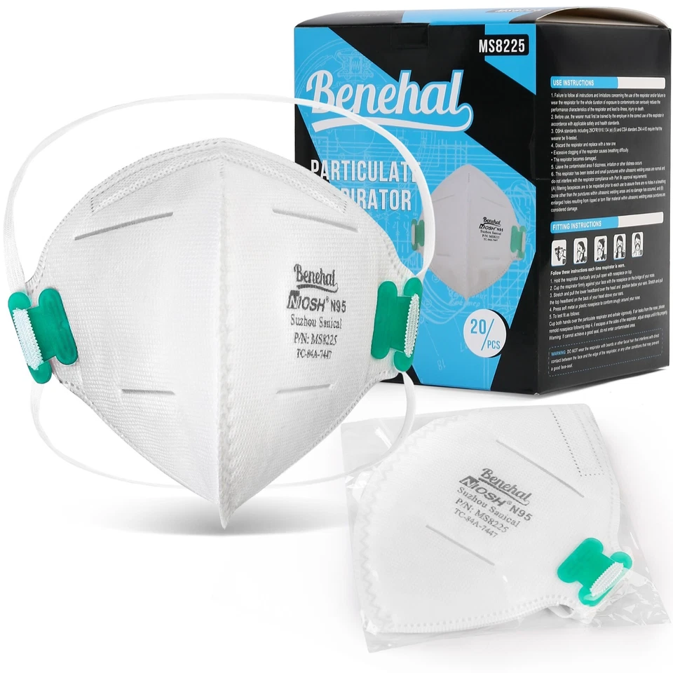 CRESTIN- 20Pcs Medical N95 Masks Particulate Respirator Protective Face Mask Disposable