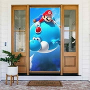 Game Super Mario Galaxy Door Cover Decorated Banner Tapestry Home Decoration Holiday Party Supplies Door Banner Porch Sign Banner 72.8 x 35.4 Inch