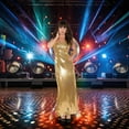 thumbnail image 2 of Gold Shimmer Long Sequin Dress Adult Costume Large, 2 of 5