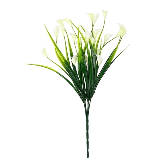 Ngxiha 12 Bouquets Calla (3 Têtes) Fleurs Artificielles pour Plantes d'Extérieur Fleurs en Plastique pour Jardinière Intérieure Porche Maison Cours Printemps Été Cem