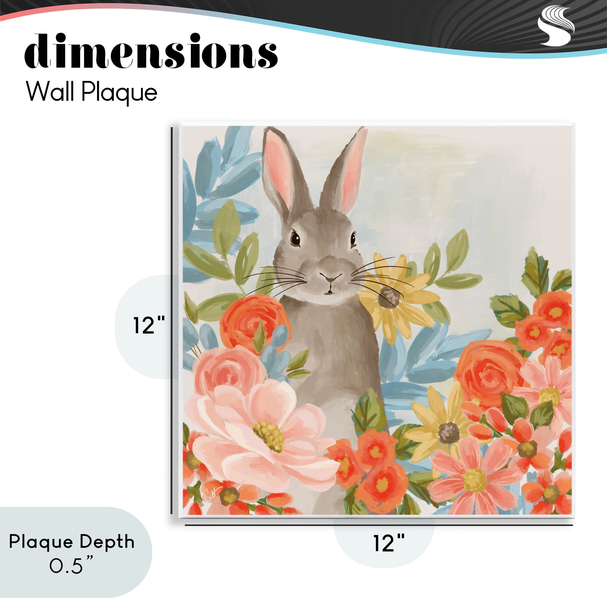 Stupell Industries Bunny Among The Blooms Wall Plaque Art, design by Cat Thurman Designs