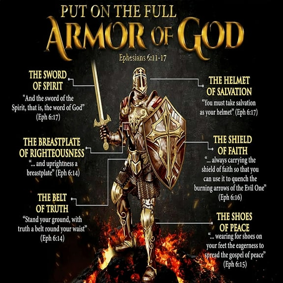 Cskhip Armor Of God Vintage Farmhouse Sign,Antique Wood Sign Plaque 5x5 Inch