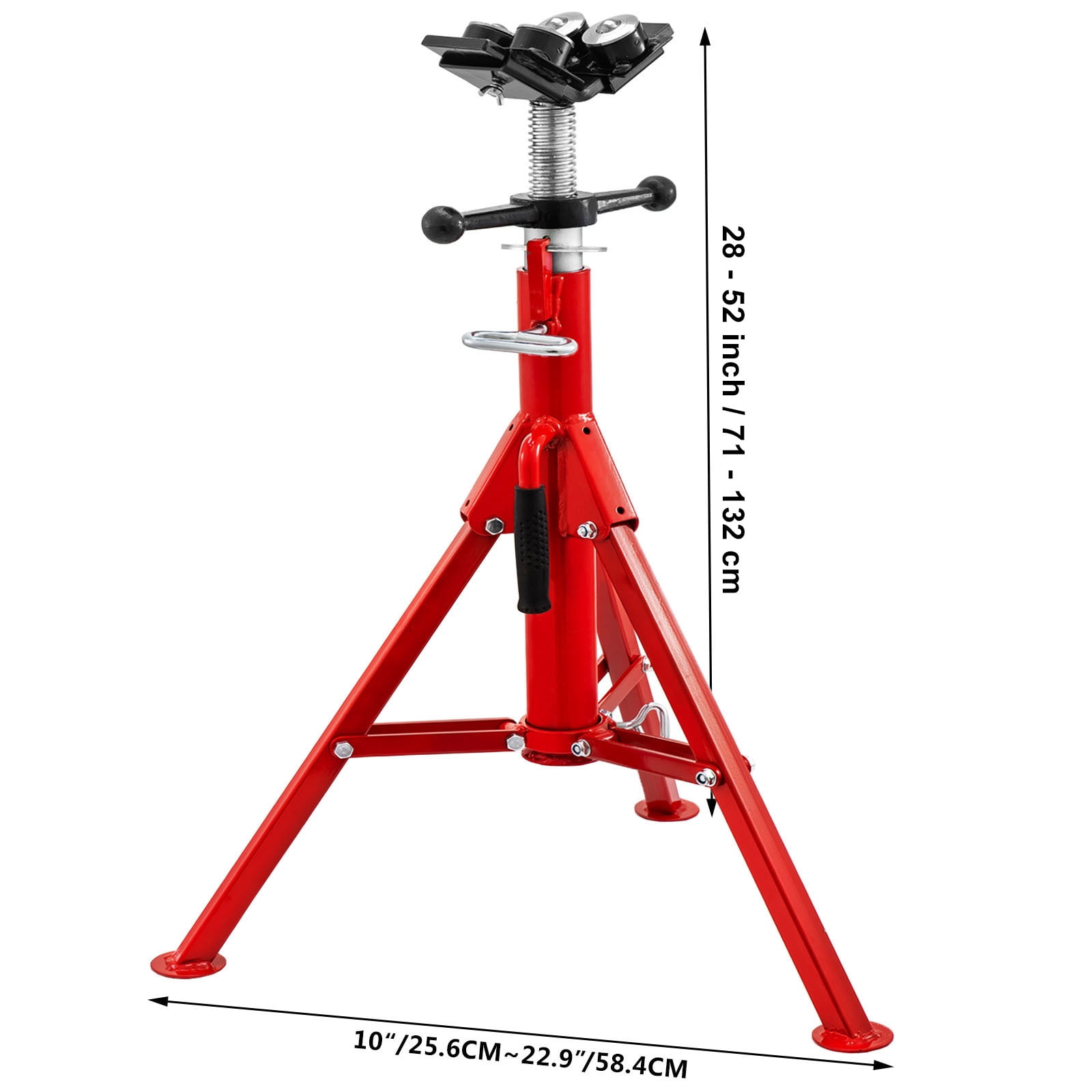 VEVOR Pipe Stand with 4-Ball Transfer V-Head and Folding Legs, 1500LBS Capacity Welding Pipe Stand Adjustable Height 28-52IN 1107A-type Pipe Stand for Welding