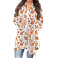 Womens Halloween Long Sleeve Cardigan 2024 Knit Sweater Pumpkin Cat